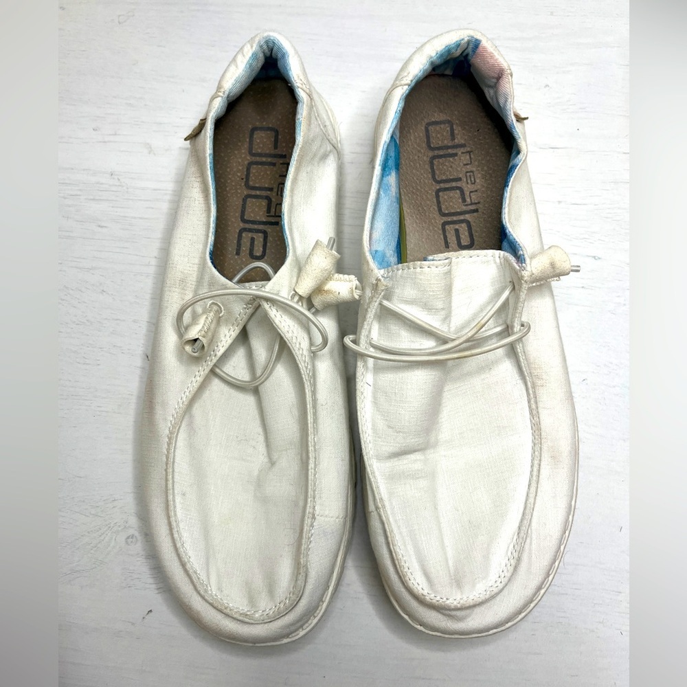Hey Dude Wendy Shoe in Silk Moon White Slip On Sz 10
